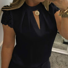 Load image into Gallery viewer, Sexy Lace Blouses Women 2019 Hollow Out Sexy Tops Femme Solid Casual Office Shirts Plus Size Blousas V Neck Streetwear Tees