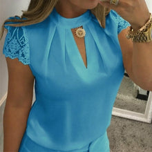 Load image into Gallery viewer, Sexy Lace Blouses Women 2019 Hollow Out Sexy Tops Femme Solid Casual Office Shirts Plus Size Blousas V Neck Streetwear Tees