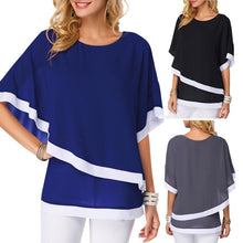 Load image into Gallery viewer, S-5XL Summer Fashion Women Blouse Batwing Sleeve Irregular Spliced Long Shirt Black Blue Plus Size Women Clothing Chiffon Tops