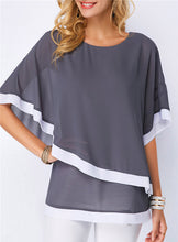 Load image into Gallery viewer, S-5XL Summer Fashion Women Blouse Batwing Sleeve Irregular Spliced Long Shirt Black Blue Plus Size Women Clothing Chiffon Tops