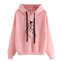 Load image into Gallery viewer, YELITE Hoodies Women 2019 Love Heart Print Womens Long Sleeve Hoody Jumper Pullover Top Sweat Coat Women&#39;s Sweatshirt Plus Size