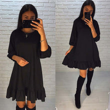 Load image into Gallery viewer, Summer Women Dress Fashion Vintage Patchwork Party Dress Casual Solid  Three Quarter O-neck  A- Line Women Sexy Dresses