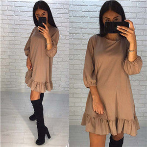 Summer Women Dress Fashion Vintage Patchwork Party Dress Casual Solid  Three Quarter O-neck  A- Line Women Sexy Dresses