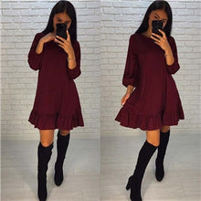 Load image into Gallery viewer, Summer Women Dress Fashion Vintage Patchwork Party Dress Casual Solid  Three Quarter O-neck  A- Line Women Sexy Dresses