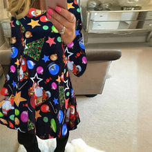 Load image into Gallery viewer, 5XL Christmas Tree Santa Snowman Dress Women Autumn Long Sleeve Mini Dresses Casual New Year Festival Family Party Dress Vestido
