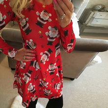 Load image into Gallery viewer, 5XL Christmas Tree Santa Snowman Dress Women Autumn Long Sleeve Mini Dresses Casual New Year Festival Family Party Dress Vestido