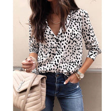 Load image into Gallery viewer, Fashion Women Long Sleeve Leopard Blouse V neck Shirt Ladies OL Party Top Dames Streetwear blusas femininas elegante Plus Size