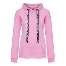 Load image into Gallery viewer, Women Plus Size Long Sleeve Solid Sweatshirt Hooded Pullover Tops Shirt Letter ribbon Hoodie Oversize