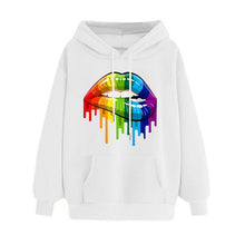 Load image into Gallery viewer, Casual Loose Lip Print Rainbow Women Hoodies 2019 Pullover Sweatshirt Autumn Winter Female Streetwear Vintage Hooded Tops