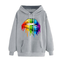 Load image into Gallery viewer, Casual Loose Lip Print Rainbow Women Hoodies 2019 Pullover Sweatshirt Autumn Winter Female Streetwear Vintage Hooded Tops