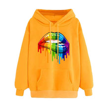 Load image into Gallery viewer, Casual Loose Lip Print Rainbow Women Hoodies 2019 Pullover Sweatshirt Autumn Winter Female Streetwear Vintage Hooded Tops