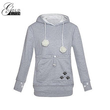 Load image into Gallery viewer, Gold Hands Kangaroo Pocket Sweatshirts Women Hooded With Cat Ear Pullovers Carry Pet Keep Warm for Little Cat and Dog