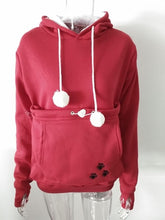 Load image into Gallery viewer, Gold Hands Kangaroo Pocket Sweatshirts Women Hooded With Cat Ear Pullovers Carry Pet Keep Warm for Little Cat and Dog