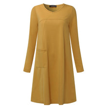 Load image into Gallery viewer, Women Baggy Party Midi Dress Vintage Loose ZANZEA Casual V-Neck Long Sleeve Pockets Solid A-line Bodycon Dress Kaftan Vestido